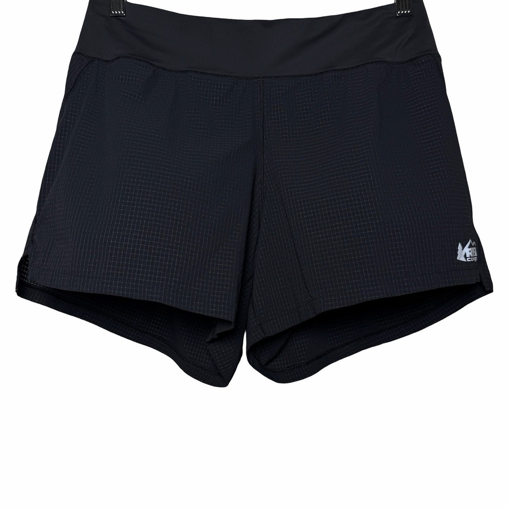 REI Co-op Women's Medium Running Shorts Black Lined Stretch Athletic Trail